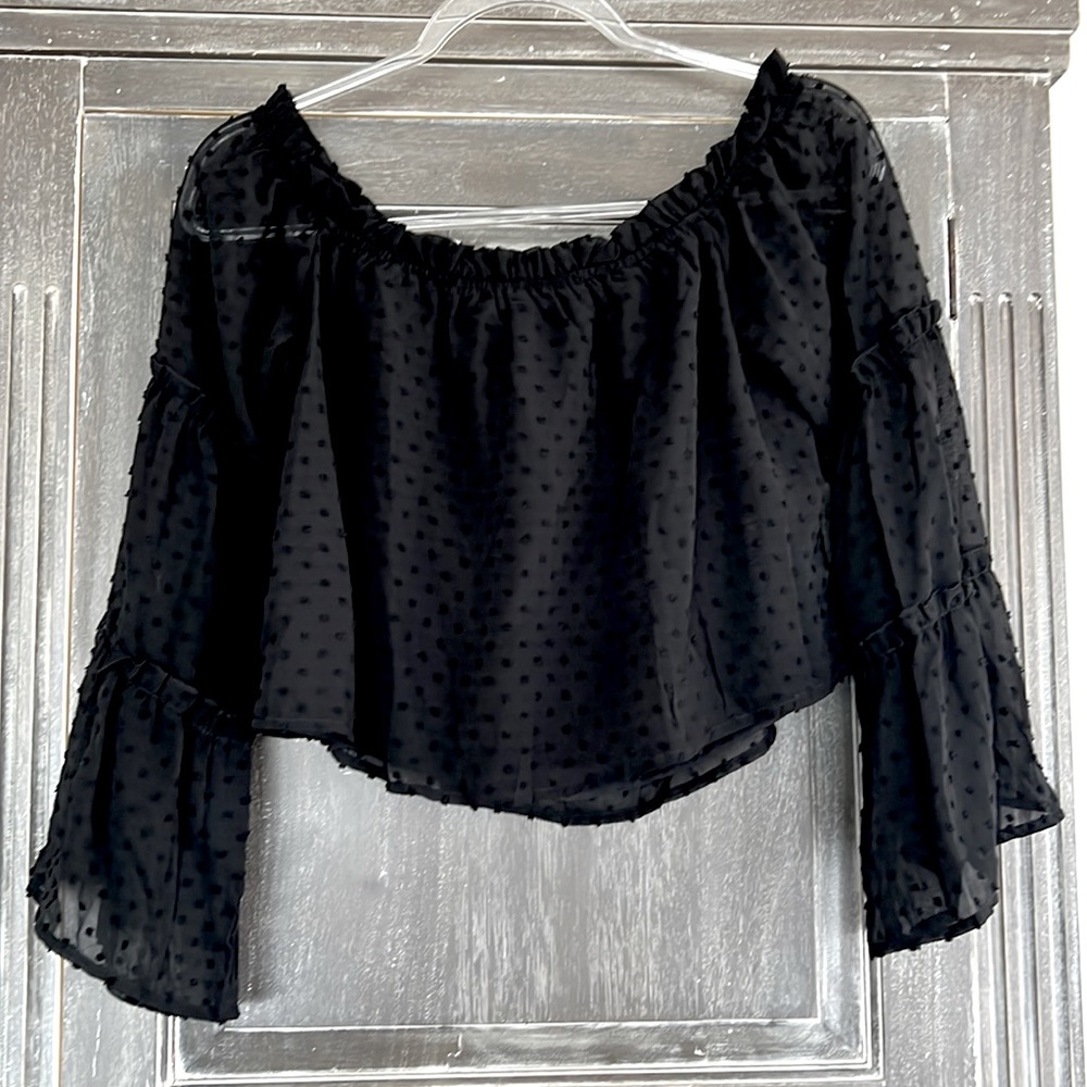 Swiss Dot Semi Midriff Shirt